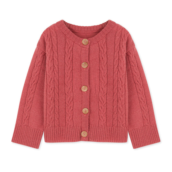 kids on the moon rowan cardigan coral