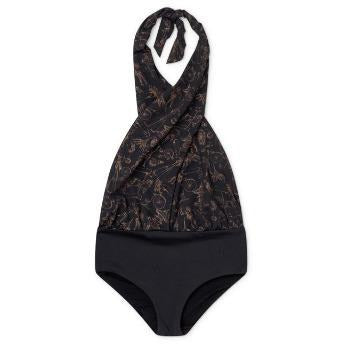 little creative factory tattoo wrap bathing suit black, girl's halter swimsuit