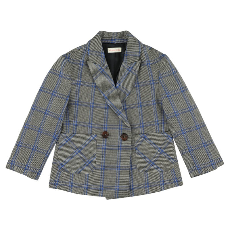 simple kids lima prince check jacket blue