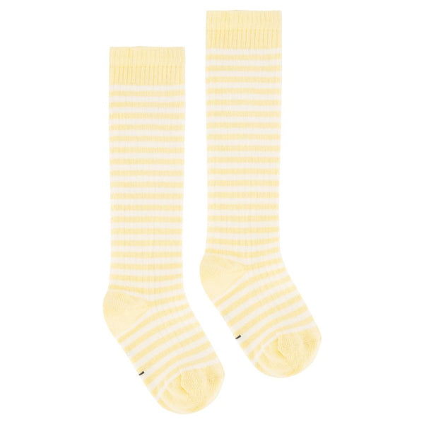 gray label long ribbed socks mellow yellow/cream, kid's cotton accessories