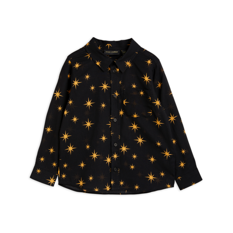 mini rodini stars woven shirt black
