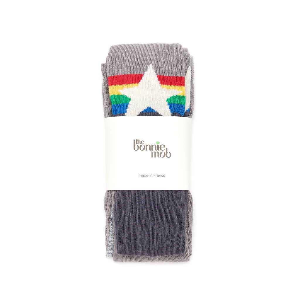 the bonnie mob molly rainbow star tights in grey. fast free shipping over $99 from kodomo boston