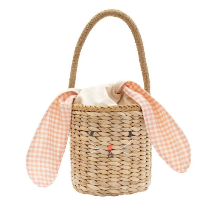 meri meri gingham bunny straw bag