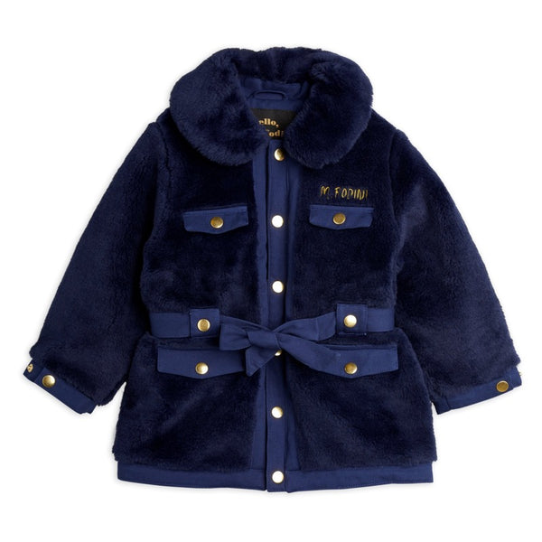 mini rodini faux fur jacket navy