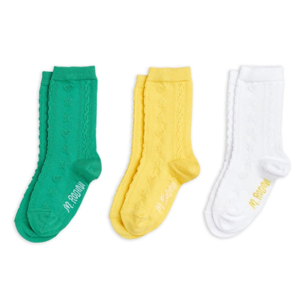 mini rodini pointelle 3 pack socks multi