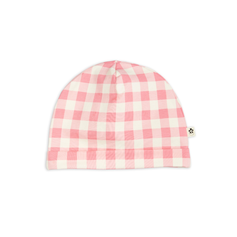 mini rodini beanie with pink gingham check print