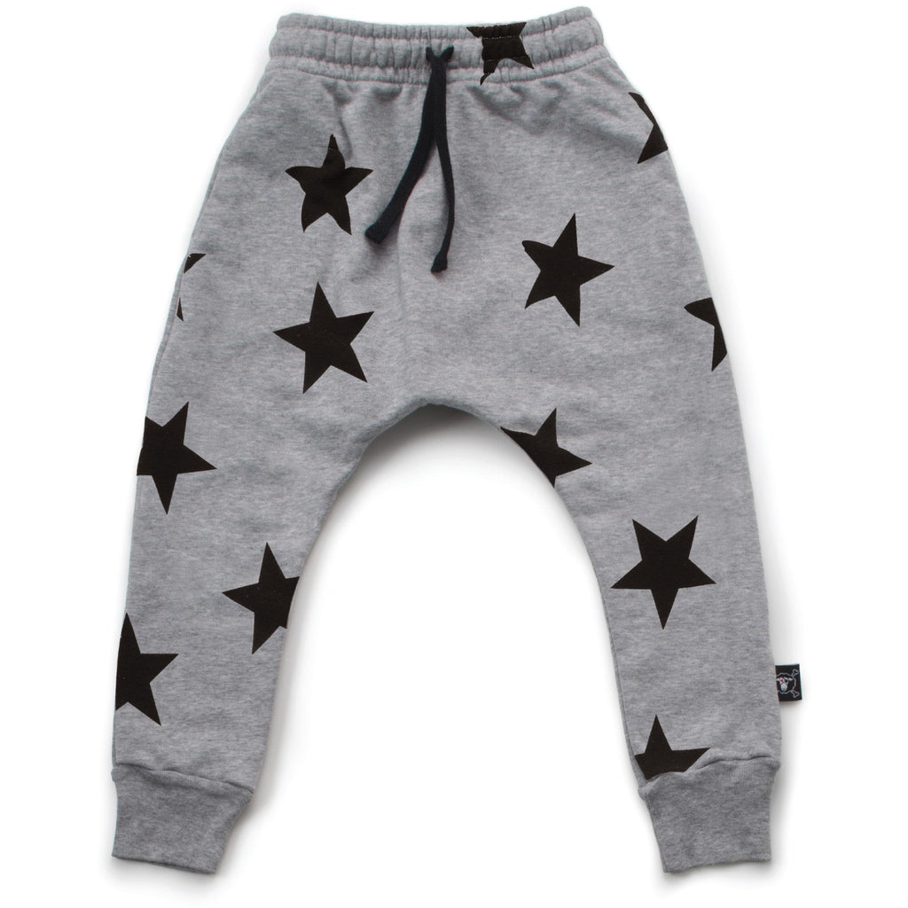 nununu star baggy pants heather grey - kodomo baby bottoms - children's clothing in boston, nununu - bobo choses, atsuyo et akiko, belle enfant, mamma couture, moi, my little cozmo, nico nico