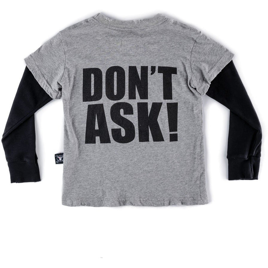 nununu don't ask t-shirt heather grey - free fast shipping on all orders over $99 from kodomo 