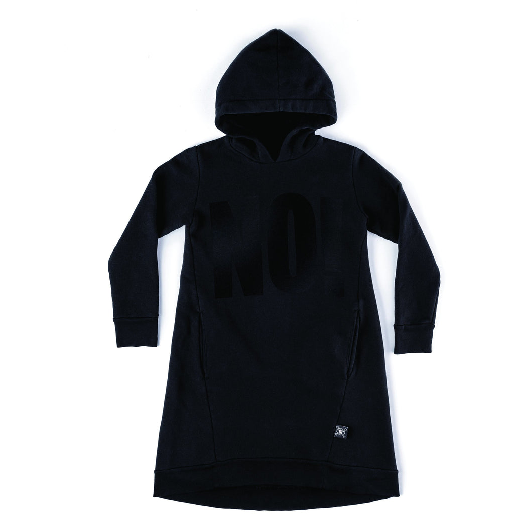 nununu hooded a dress black - kodomo boston, fast shipping, new nununu sweatshirt dresses.