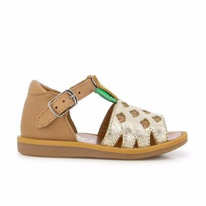 pom d'api poppy pineapple camel, girls sandals