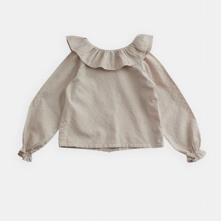 belle enfant plumeti blouse flax, baby and girls blouses for spring summer 2020 at kodomo boston, free shipping