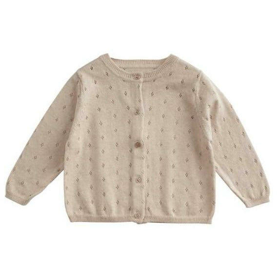 belle enfant cotton pointelle cardigan mushroom - kodomo boston