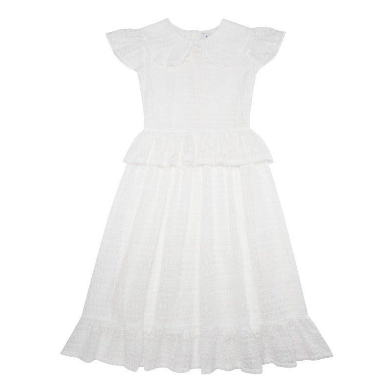 the middle daughter ray of light dress in Embroidered Chiffon white