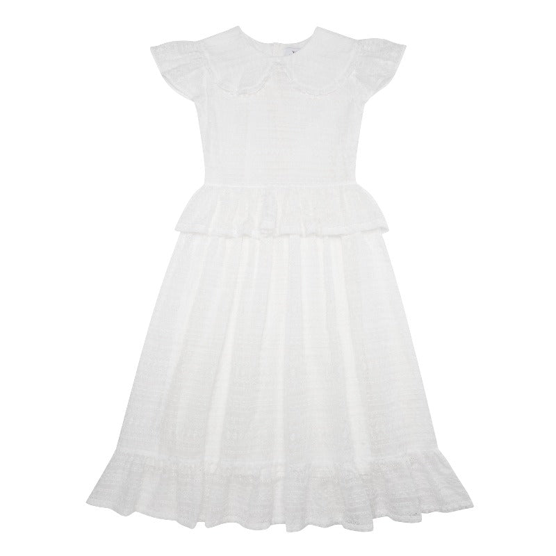 the middle daughter ray of light dress in Embroidered Chiffon white