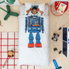 snurk robot duvet cover set full/queen, fun bedding bedroom decor for children at kodomo boston, free fast shipping
