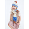 cabbages & kings ny pom scarf cobalt/silver sprinkle, hand knit alpaca winter accessories for kids at kodomo boston