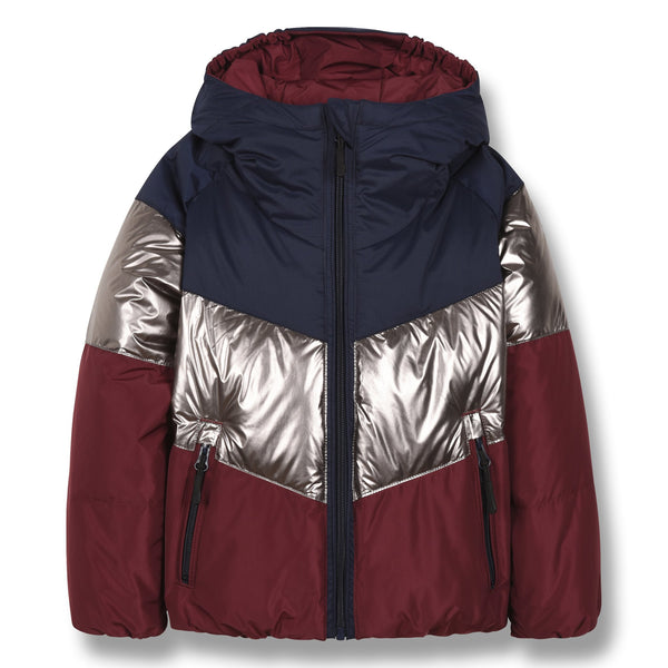 finger in the nose snowdance reversible down jacket burgundy, kodomo boston free shipping