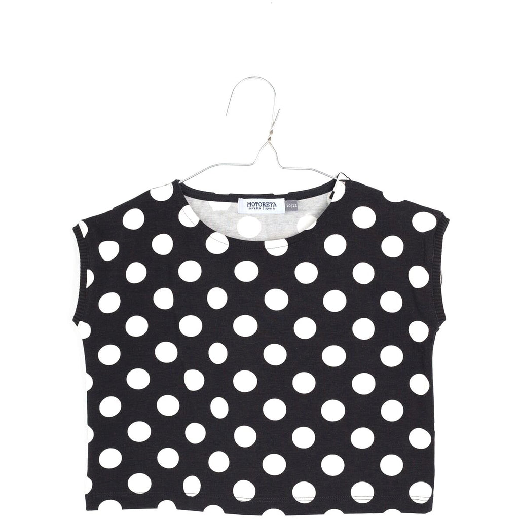 motoreta aguadulce t-shirt black & white dots - kodomo