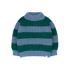 tinycottons big stripes mockneck sweater cold grey/petrol