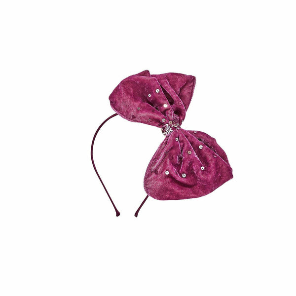tutu du monde velvet bow headband pomegranate - kodomo boston, fast shipping