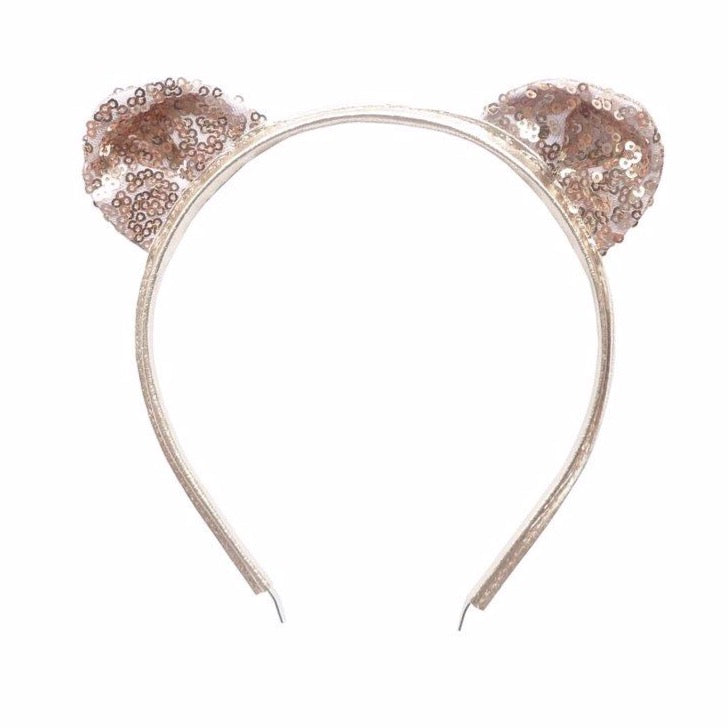 woodstock cat ear headband rose gold sequins - kodomo hair accessories - children's clothing in boston, woodstock - bobo choses, atsuyo et akiko, belle enfant, mamma couture, moi, my little cozmo, nico nico