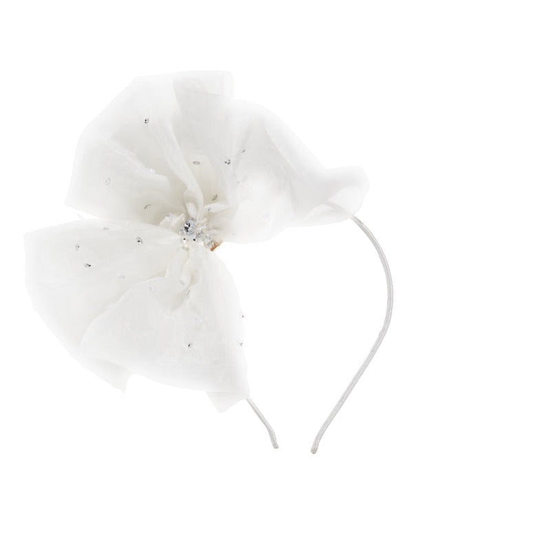 tutu du monde crystal bow headband milk