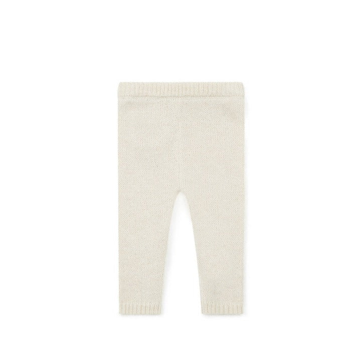 bonton knit baby leggings cream