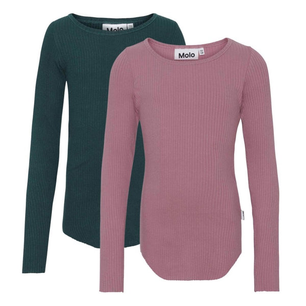 molo rochelle long sleeve t-shirt 2-pack green orchid
