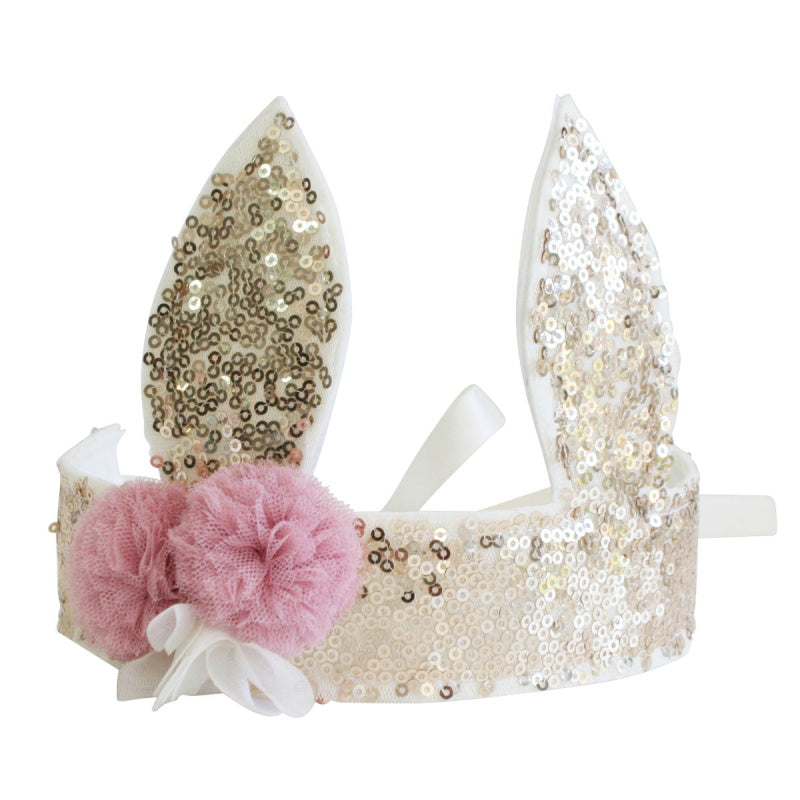 alimrose sequin bunny crown gold