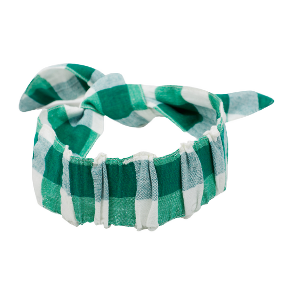 arsene & les pipelettes check headband bow green