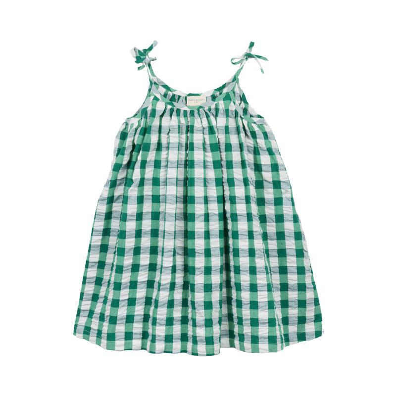 arsene & les pipelettes checkered dress green