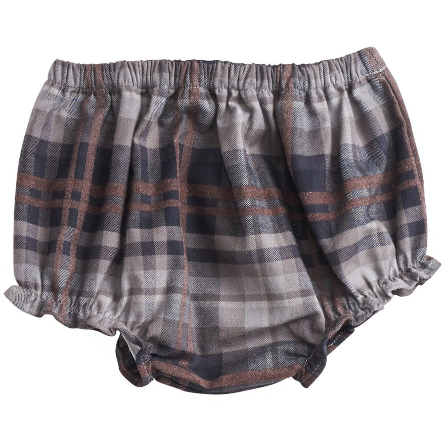 belle enfant ruffle bloomers grey/brown check
