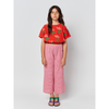 bobo choses sea flower all over woven short sleeve top red