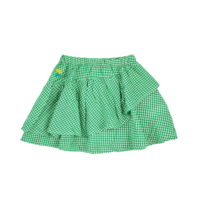 bobo choses vichy woven ruffle skirt green