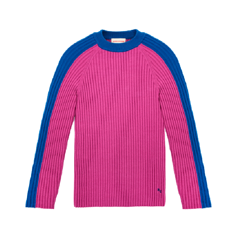 bobo choses womens color block ribbed jumper fuchsia