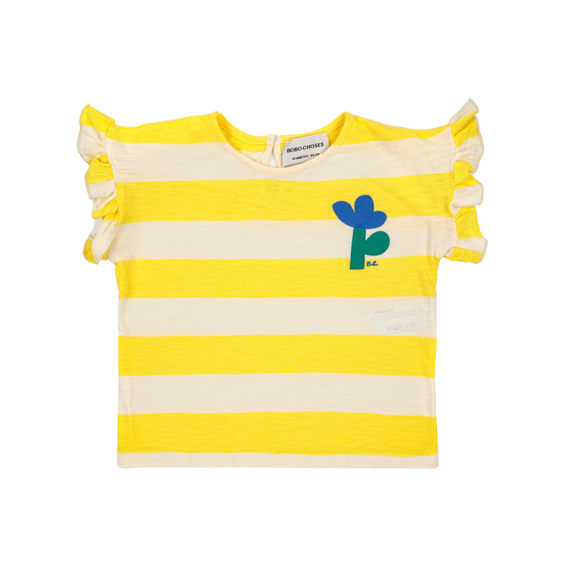 bobo choses stripes ruffle t-shirt yellow