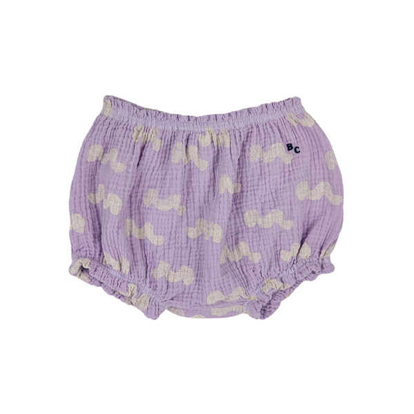 bobo choses waves all over woven ruffle baby bloomer purple