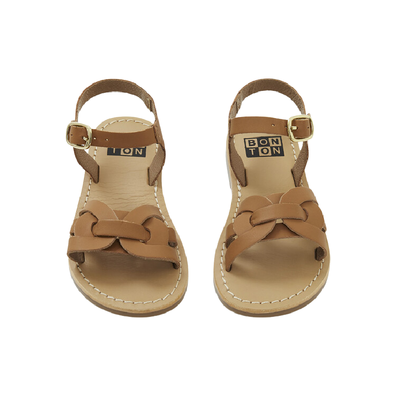 bonton elena leather sandals camel