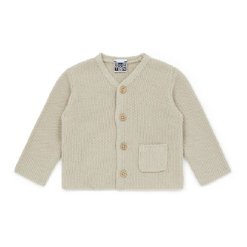 bonton baby rice knit cardigan beige