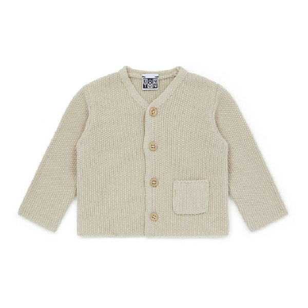 bonton baby rice knit cardigan beige