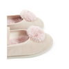 bonton suede pompom slippers pink