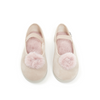 bonton suede pompom slippers pink