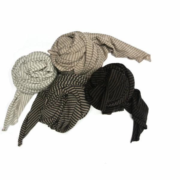 treehouse cashmere scarf stripes taupe/black
