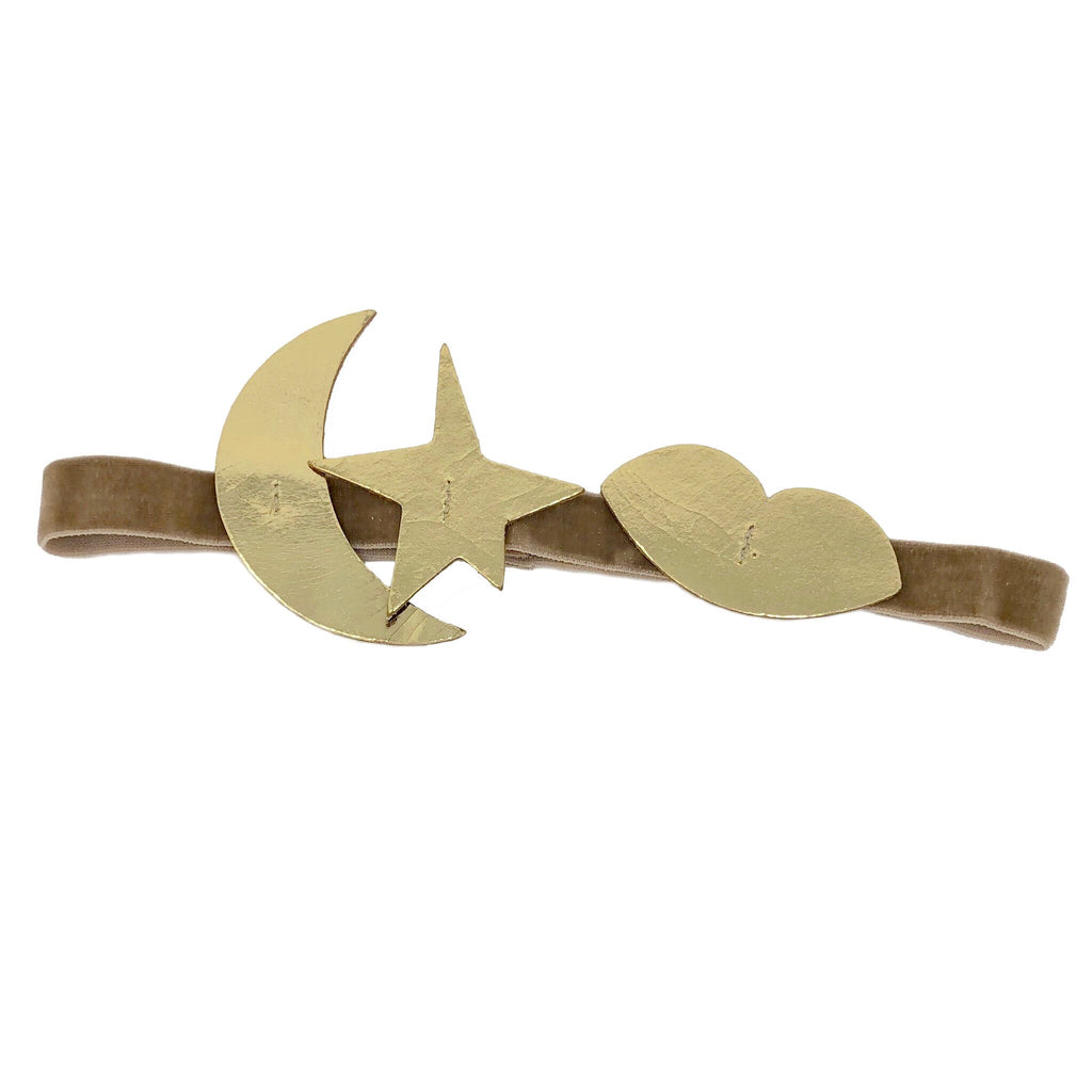 atsuyo et akiko new girls collection serendipity leather headband gold - free fast shipping on all orders over $99 from kodomo 