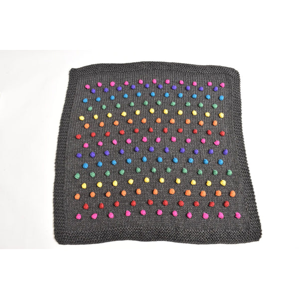 cabbages & kings hand made rainbow pom blanket charcoal - kodomo blanket - children's clothing in boston, cabbages & kings - bobo choses, atsuyo et akiko, belle enfant, mamma couture, moi, my little cozmo, nico nico