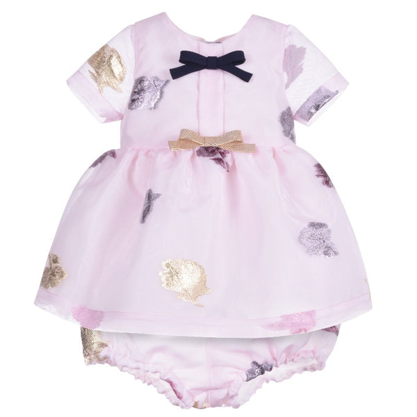 hucklebones empire bow dress & bloomers metallic rose, dressy styles for baby