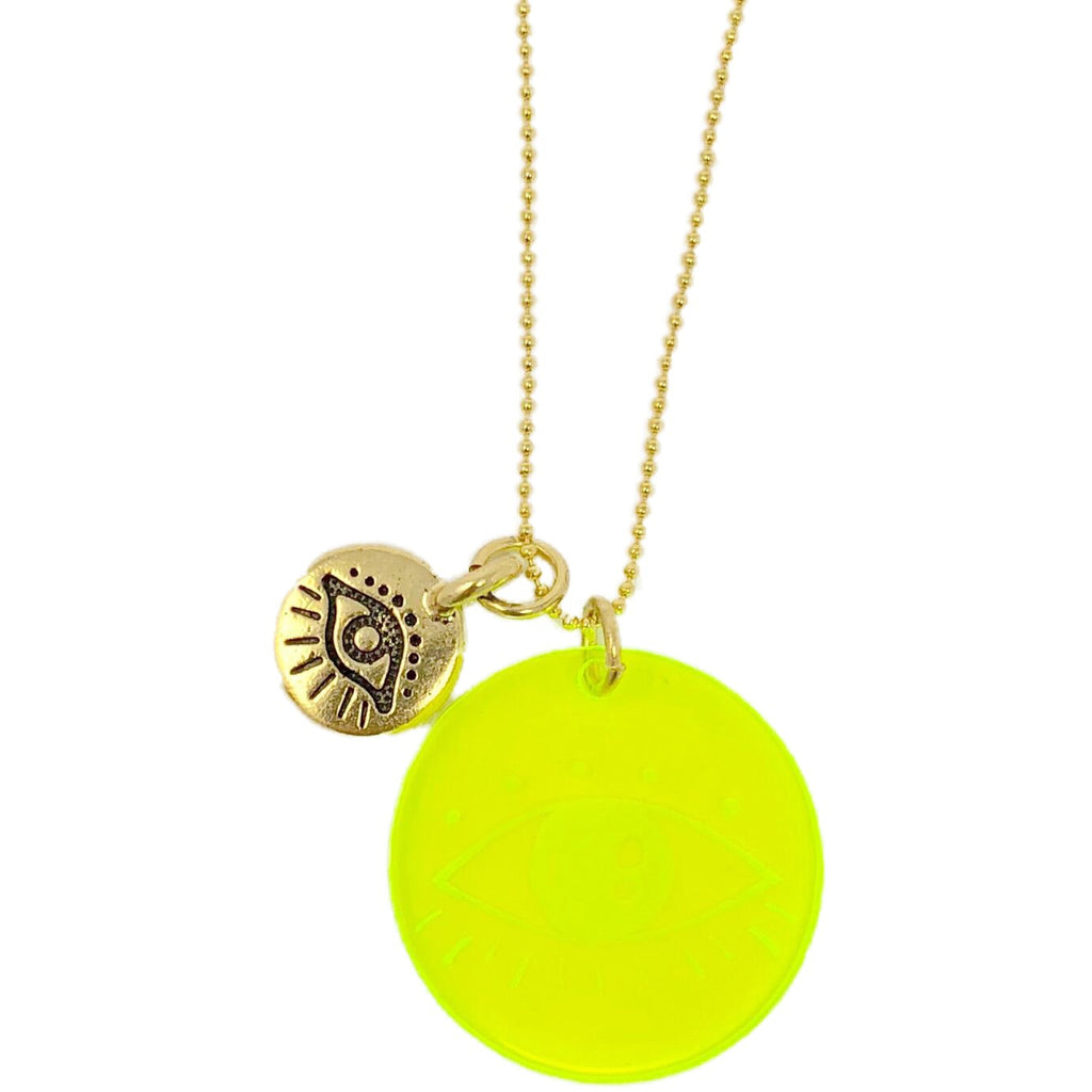 atsuyo et akiko evil eye necklace yellow charm - kodomo boston. free shipping.