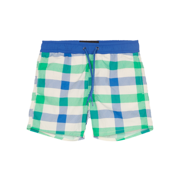 finger in the nose poolboy swim trunks mild blue checkers