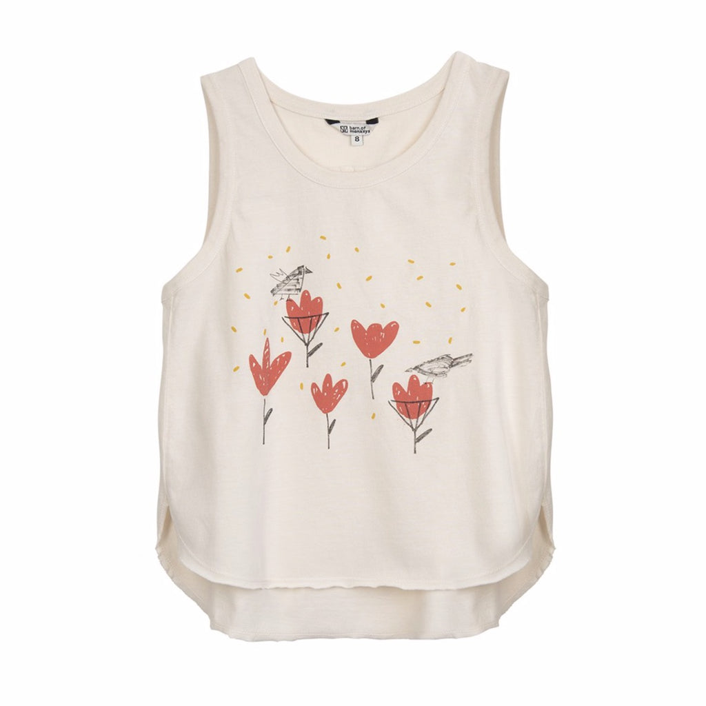 barn of monkeys flowers tank natural, ethical and comfortable kids clothing for spring summer 2020 at kodomo boston, free shipping
