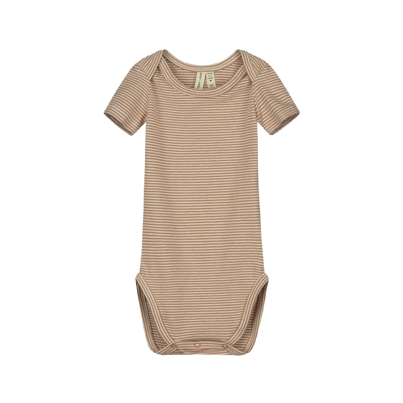 gray label baby short sleeve onesie biscuit/cream